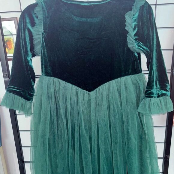 Child’s green velvety dress with tulle skirt and ruffles NWT - Picture 5 of 6